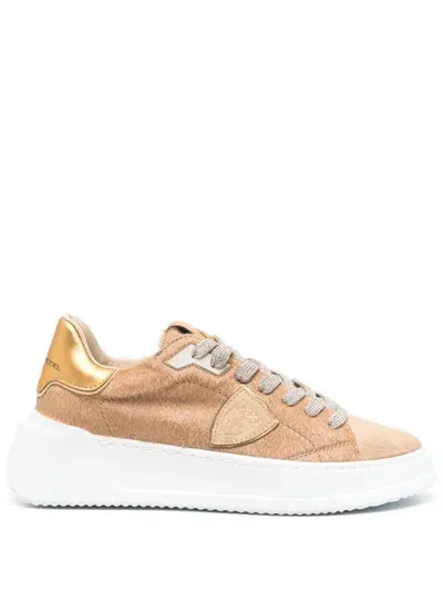 Philippe Model Paris Tres Temple Sneakers In Gold