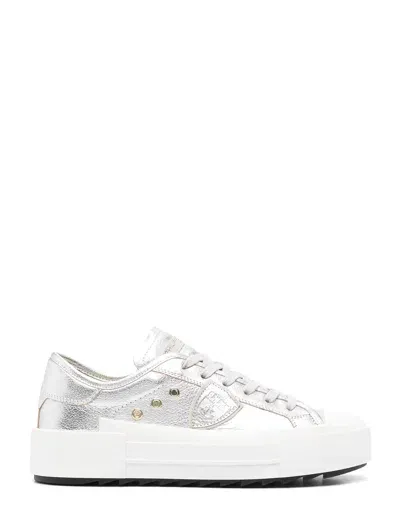 Philippe Model Paris Haute Low Sneakers In Silver