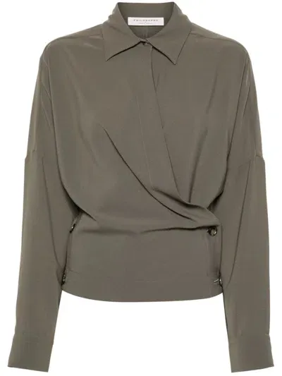 Philosophy Di Lorenzo Serafini Button-detail Shirt In Green