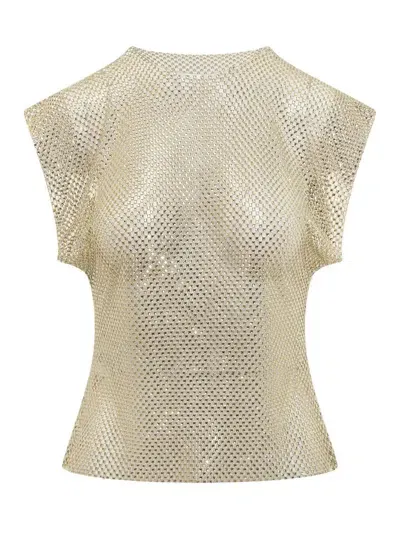 Philosophy Di Lorenzo Serafini Embellished Sheer Sleeveless Blouse In Gold