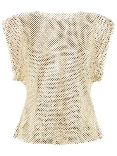 Philosophy Di Lorenzo Serafini Rhinestone Sheer Sleeveless Blouse In Green