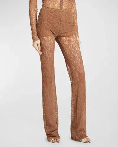 Philosophy Di Lorenzo Serafini Lace Straight-leg Trousers In Brown