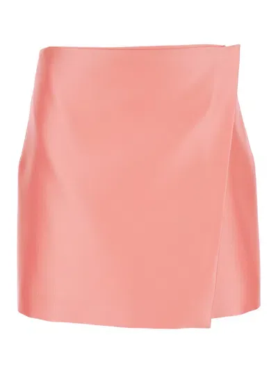 Philosophy Di Lorenzo Serafini 'duchesse' Pink Wrap Miniskirt In Viscose Blend Woman