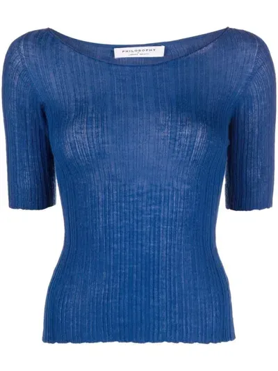 Philosophy Di Lorenzo Serafini Ribbed-knit Top In Blue