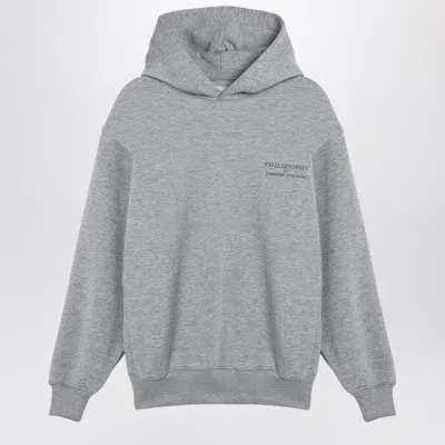 Philosophy Grey Cotton Hooded Sweatshirt In Gray