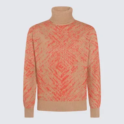 Piacenza 1733 Brown And Red Wool Knitwear In Camel Orange