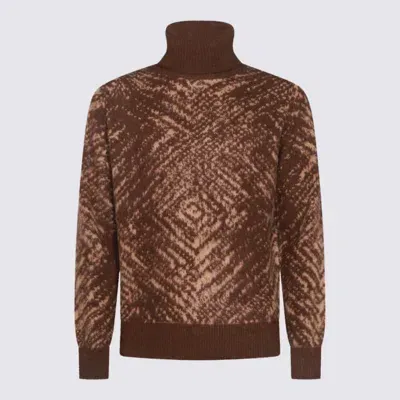 Piacenza 1733 Brown Wool Knitwear In Brown Beige