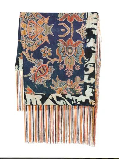 Pierre-louis Mascia Fringed Scarf In Blue