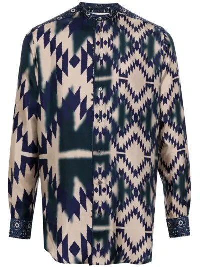 Pierre-louis Mascia Geometric-print Shirt In Blue