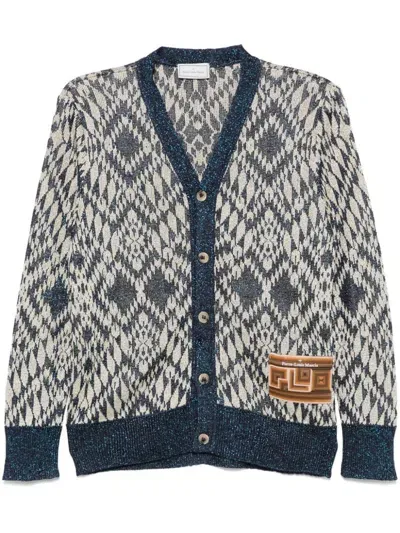 Pierre-louis Mascia Patterned-jacquard Cardigan In Blue