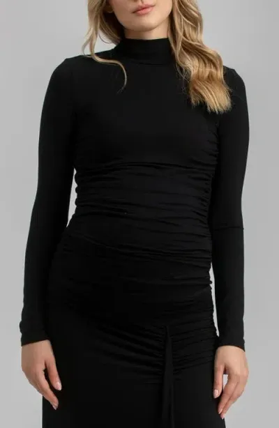 Pietro Brunelli Ruched Moc Neck Maternity T-shirt In Black