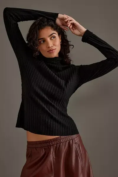 Pilcro Long-sleeve Turtleneck Knitted Top In Black