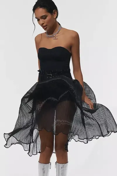 Pilcro Strapless Bodysuit & Sheer Skirt In Black