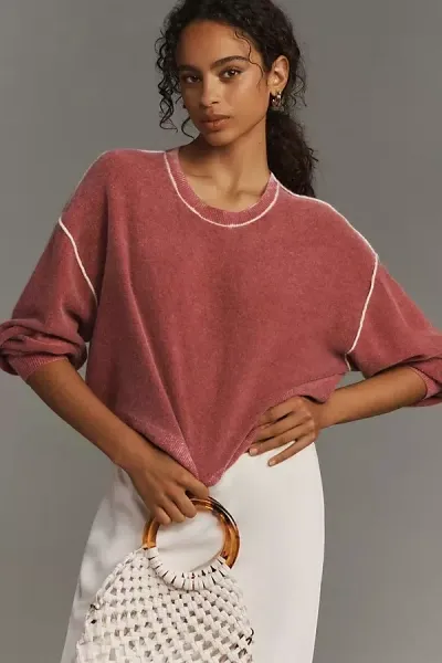 Pilcro The Alani Cropped Cashmere Crew-neck Jumper By  In Pink