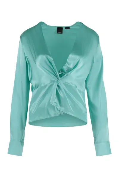 Pinko Baradero Silk Blouse In Green