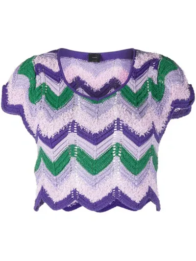 Pinko Crochet Cropped Top In Purple