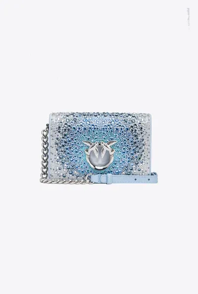 Pinko Galleria Full-rhinestone Mini Love Bag Click In Neutral