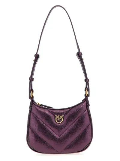 Pinko Half Moon Wrinkled Shoulder Bag In Purple