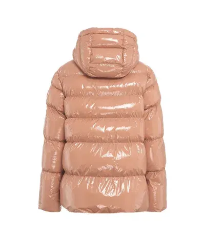 Pinko High Shine Hooded Puffer Jacket  In Neutral