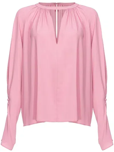 Pinko Keyhole-neck Long-sleeve Blouse In Pink