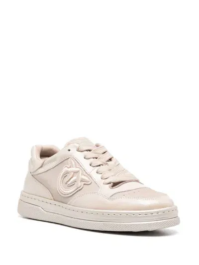 Pinko Laminated Suede Sneakers In Nude