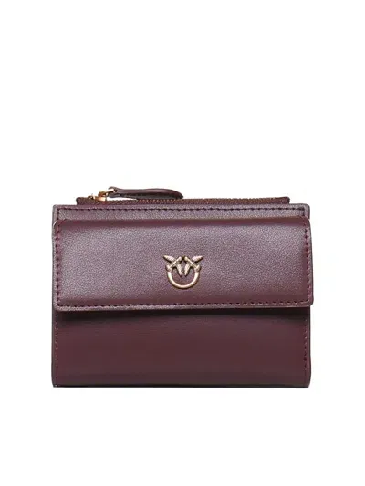 Pinko Love Birds Logo Plaque Zipped Wallet In Purple