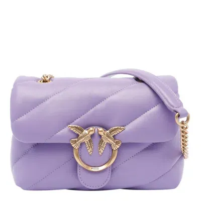 Pinko Love Puff Quilted Mini Shoulder Bag In Purple