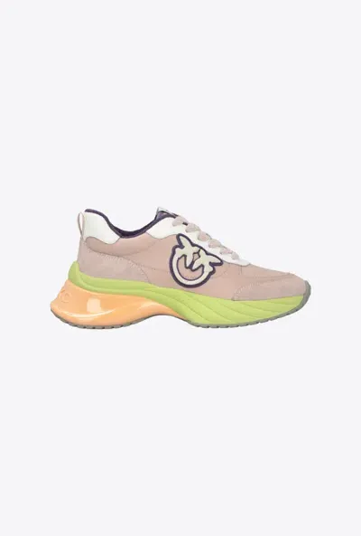 Pinko Multicoloured Ariel Sneakers With Suede Details In Vexillum Purple