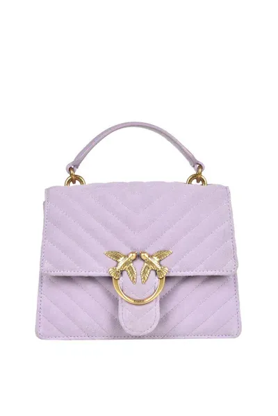 Pinko One Top Handle Mini Light Suede Bag In Purple