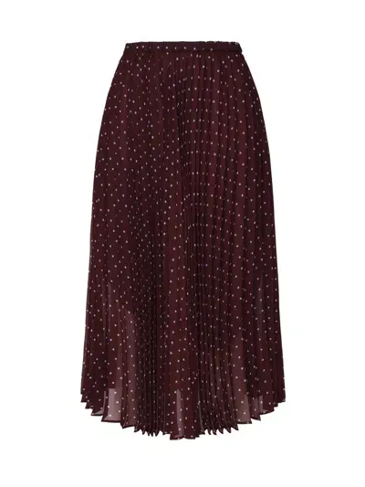 Pinko Polka Dot Printed Pleated Skirt In Purple