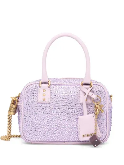 Pinko Rhinestone Embellished Tote Bag In Purple