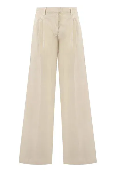 Pinko Robotech Cotton Trousers In Neutral