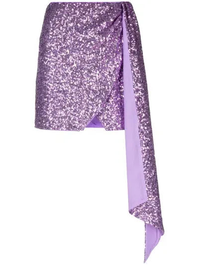 Pinko Sequin-embellished Miniskirt In Purple