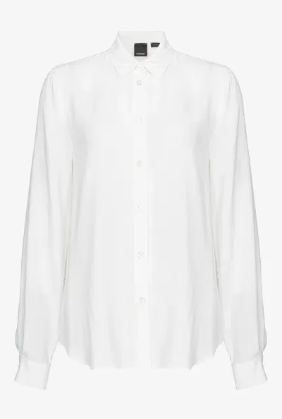 Pinko Shirt In Silk-blend Crepe De Chine In Blanc-glace À La Vanille