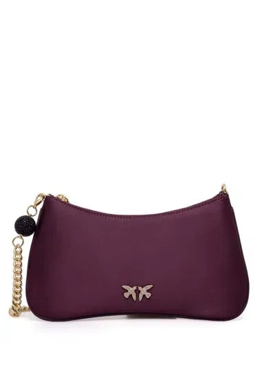 Pinko Small Satin Shoulder Bag In Purple