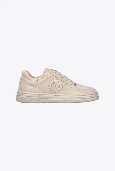 Pinko Laminated Suede Sneakers In Neutrals