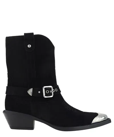 Pinko Tex Heeled Boots In Black