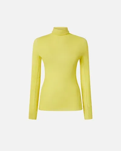 Pinko Wool And Silk Turtleneck Sweater In Jaune-lumière De Scène