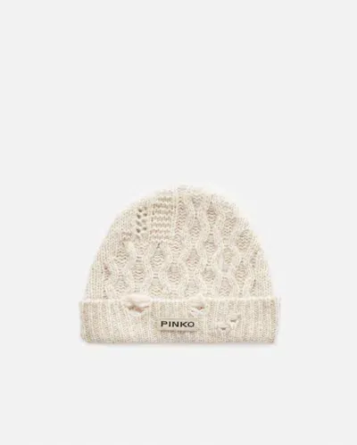 Pinko Wool Blend Beanie Mix Of Stitches In Neutral