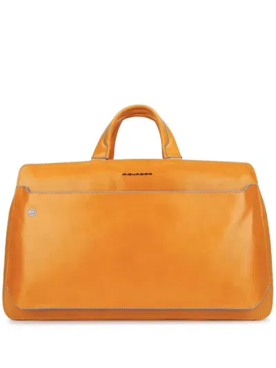 Piquadro Leather Duffle Bag In Yellow