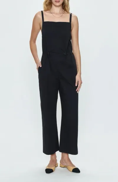 Pistola Adela Wide Leg Stretch Cotton Jumpsuit In Black