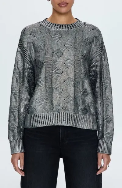 Pistola Everly Foil Accent Cotton Crewneck Sweater In Gilded Midnight