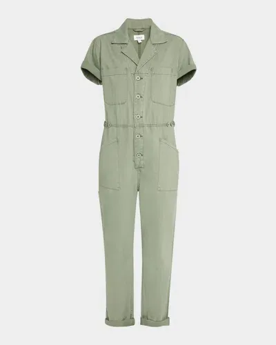 Pistola Grover Button-front Utility Jumpsuit In Colonel