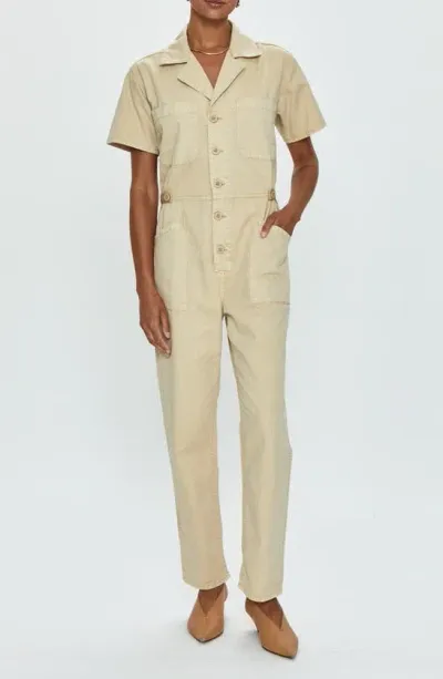 Pistola Grover Cotton Jumpsuit In Beige