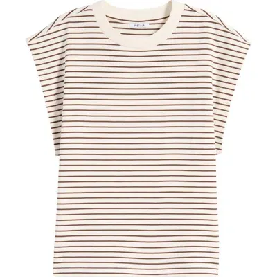 Pistola Marina Stripe Stretch Cotton T-shirt In Chestnut Ivory Stripe