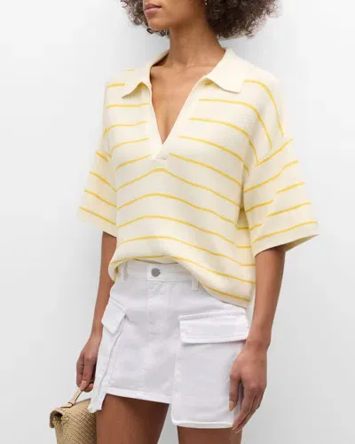 Pistola Marlow Stripe Short-sleeve Polo Sweater In Dandelion Stripe