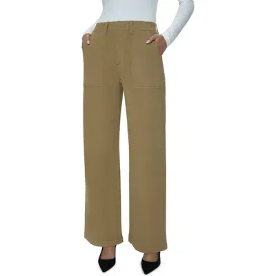 Pistola Nicole Stretch Cotton Wide Leg Pants In Khaki