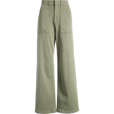 Pistola Nicole Stretch Cotton Wide Leg Pants In Soft Olive