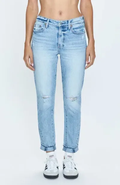 Pistola Riley Cuffed Ankle Straight Leg Jeans In Normandy Distressed