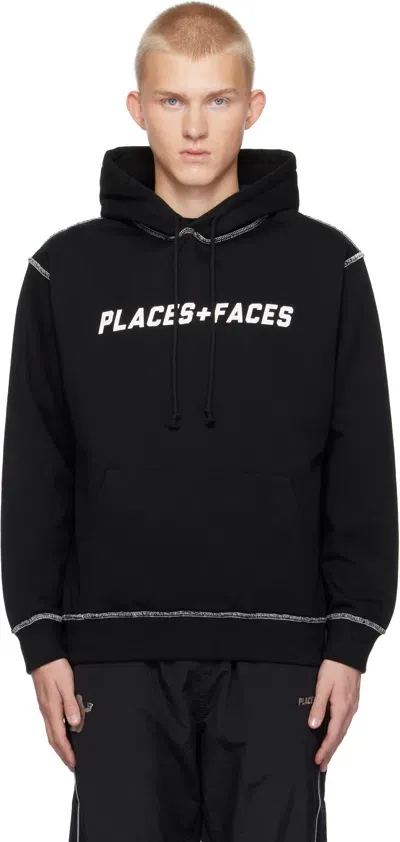 Places+faces Black Contrast Stitch Hoodie